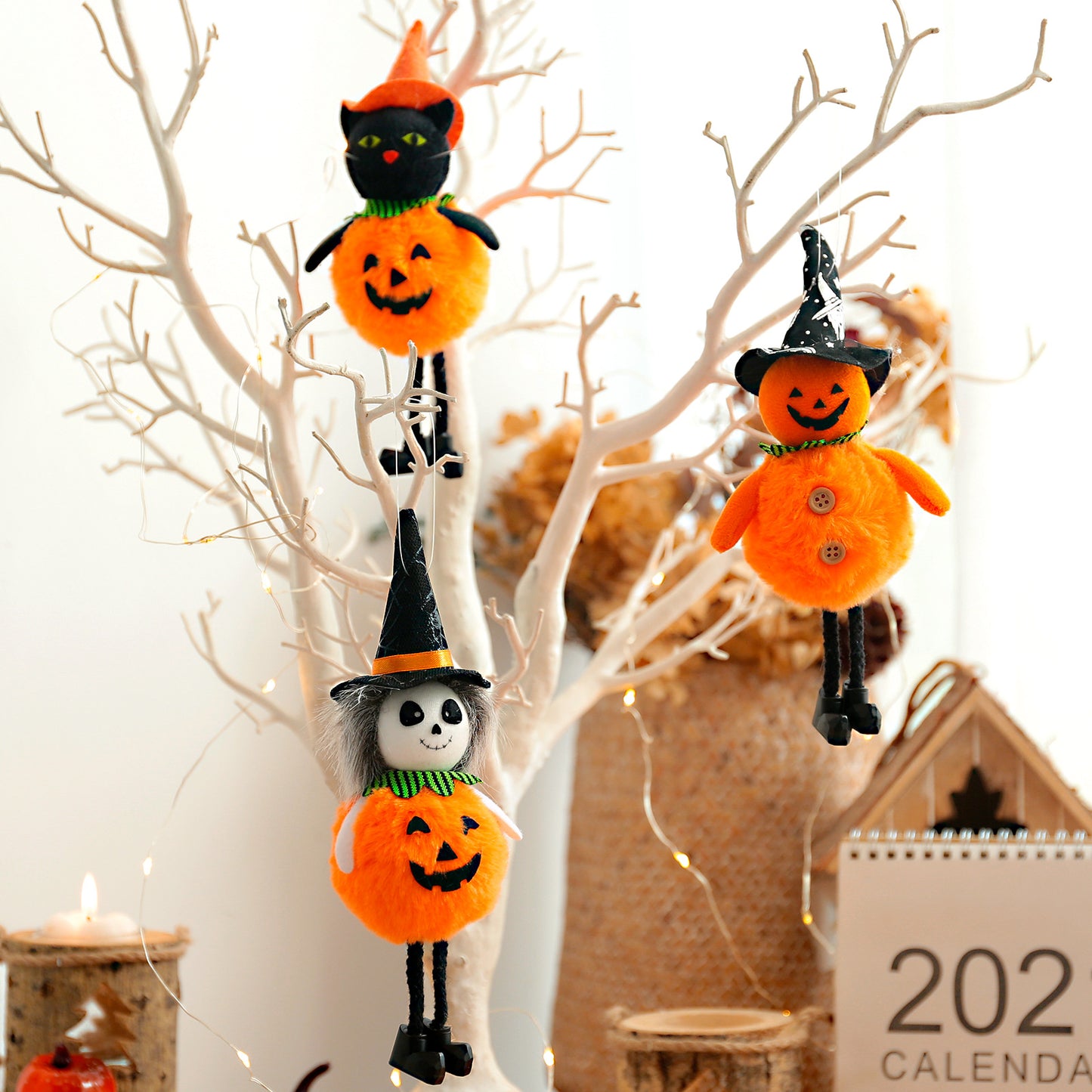 Pumpkin Witch Ornaments Broom Haunted House Decoration Props Decorations