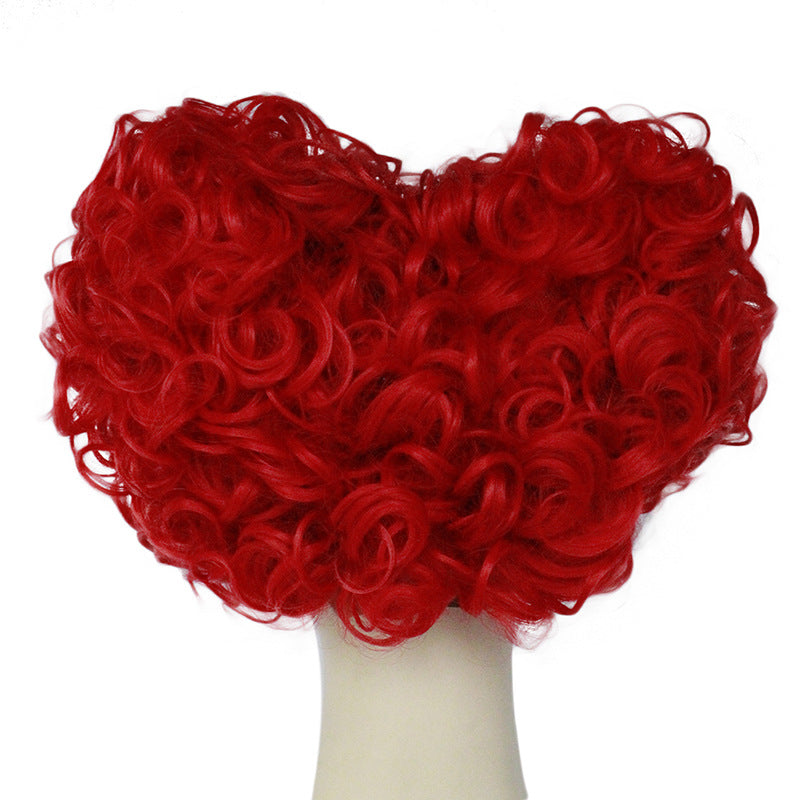 Heart Shaped Red Curly Hair Wig